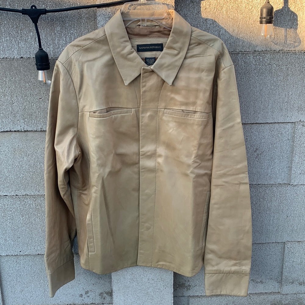 Banana Republic tan leather jacket/shirt.
